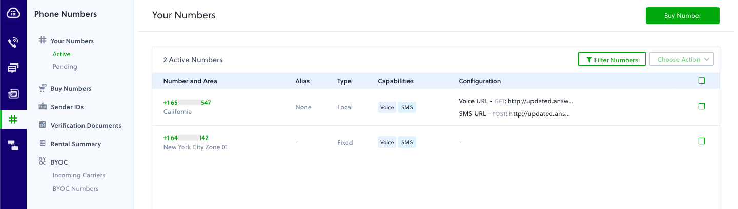 Assign your phone number to plivo_number
