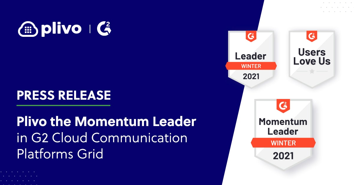 Plivo Is the Momentum Leader in G2 Cloud Communication Platforms Grid
