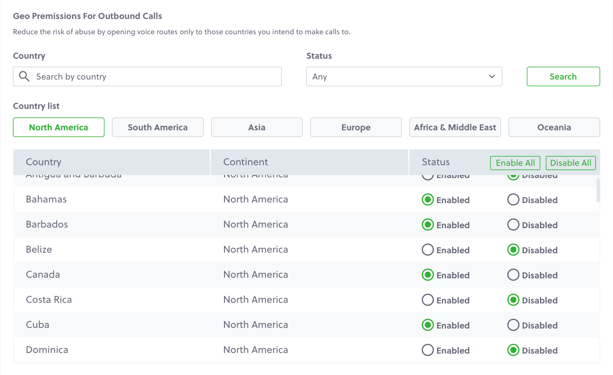 Voice Geo Permissions