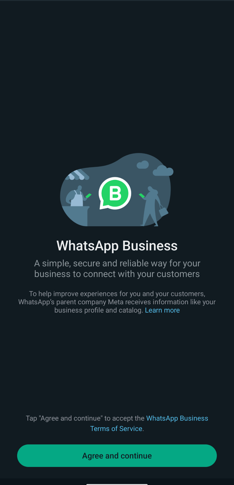 Screenshot of WhatsApp Business profile creation 