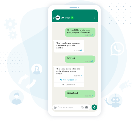 Image displaying an automated conversation between customer and business 