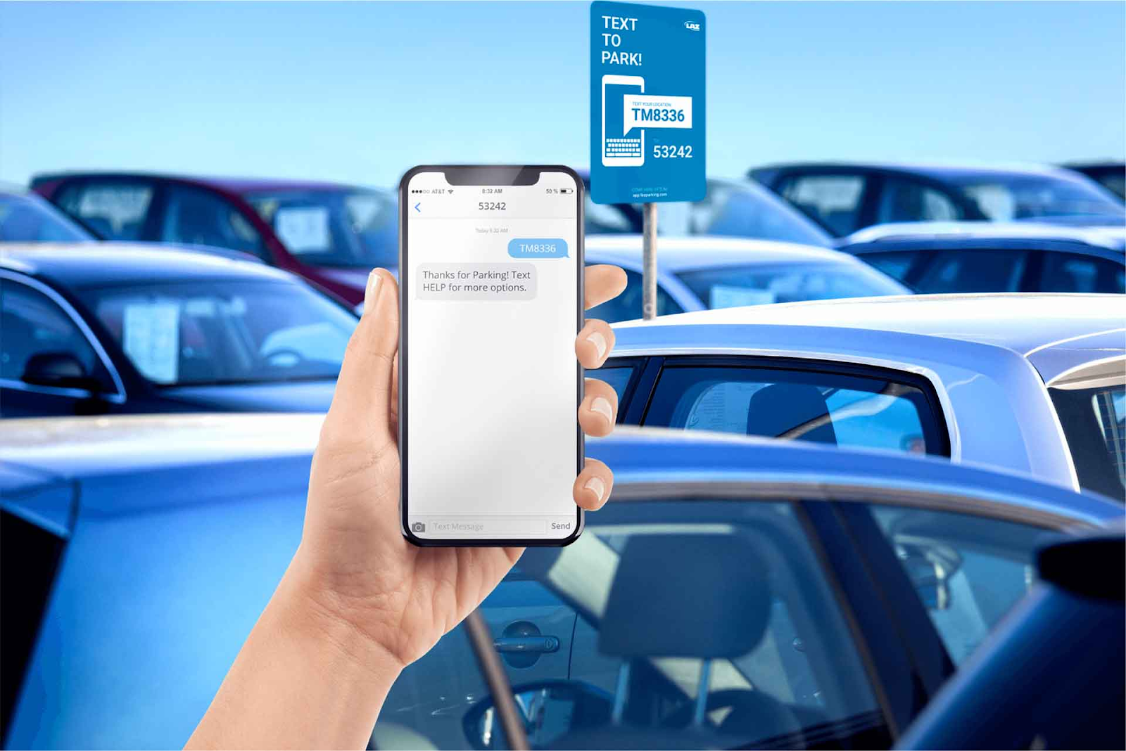A smartphone displaying a text message confirmation for parkingThis back-and-forth solves problems quickly without long wait times, keeping customers happy and reducing frustration.
