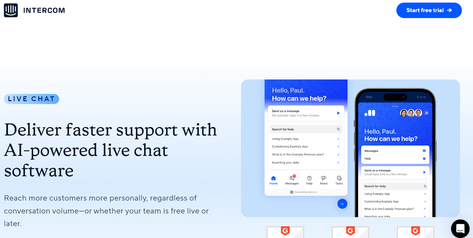 Enhance customer engagement by establishing meaningful conversations on the Intercom live chat app