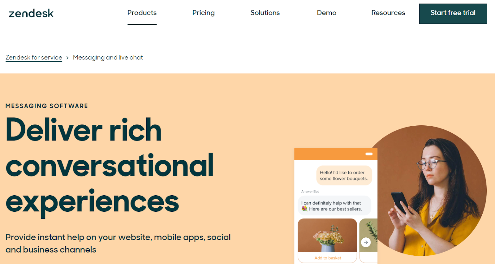 Adopt the Zendesk live chat app to keep in touch with your customers and provide them with timely support