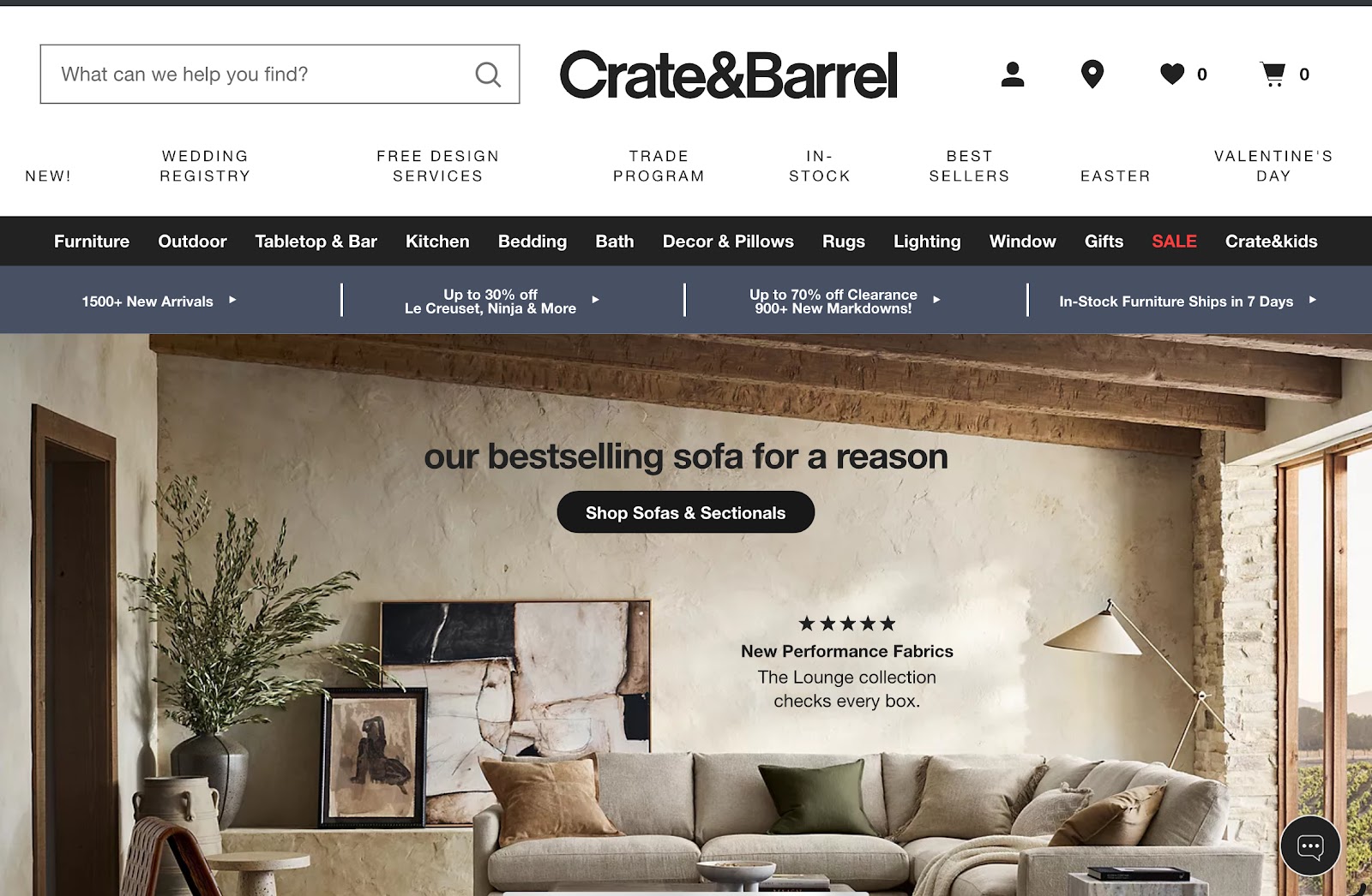 Crate & Barrel homepage