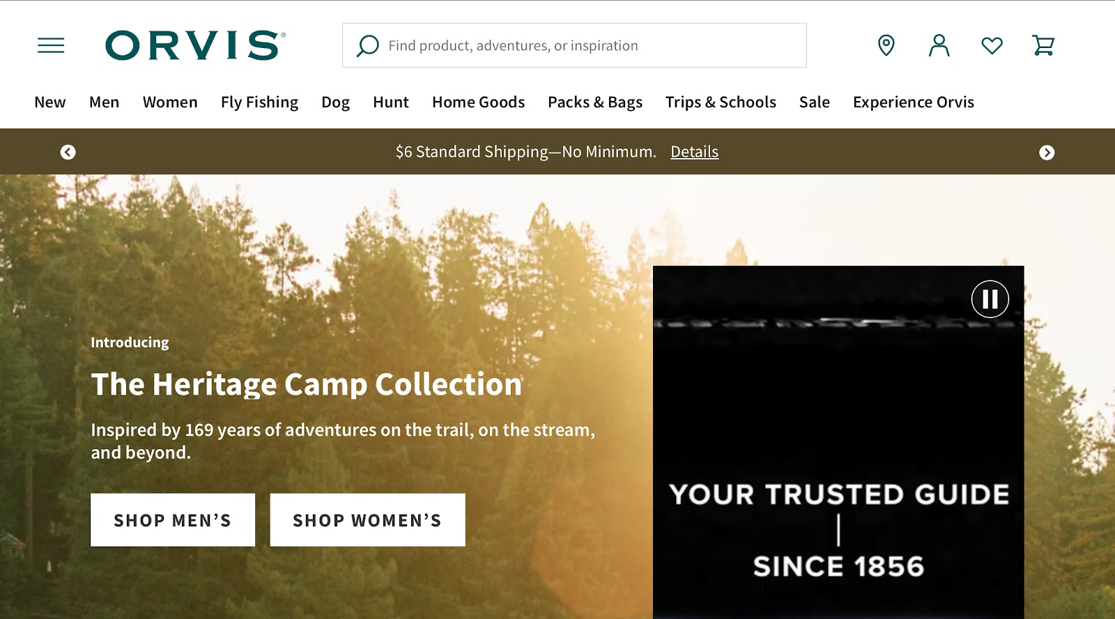 Orvis’ homepage