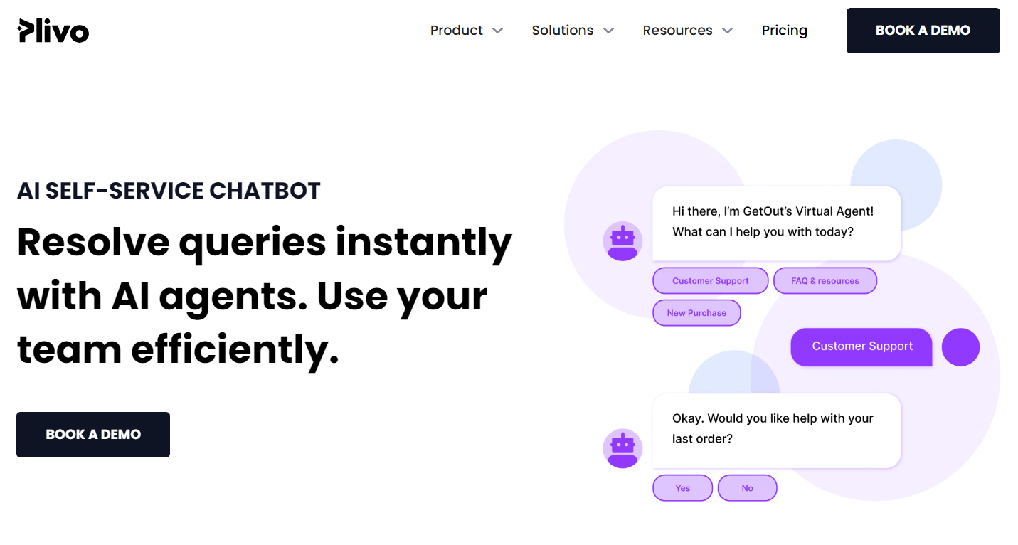 Image showing Plivo CX's AI chatbot in action