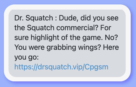 Image showing an SMS with a clear and concise promotional message.