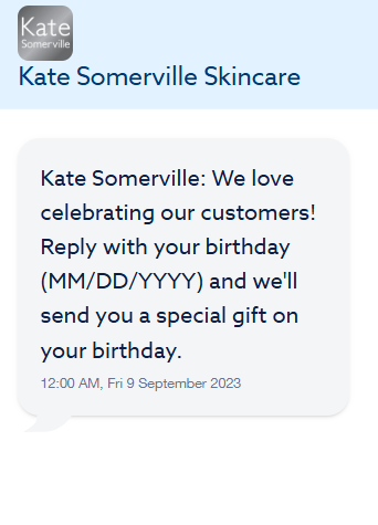 Screenshot showing personalized product suggestions sent via SMS.