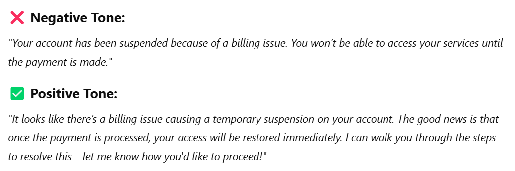 Comparison between negative and positive communication tone