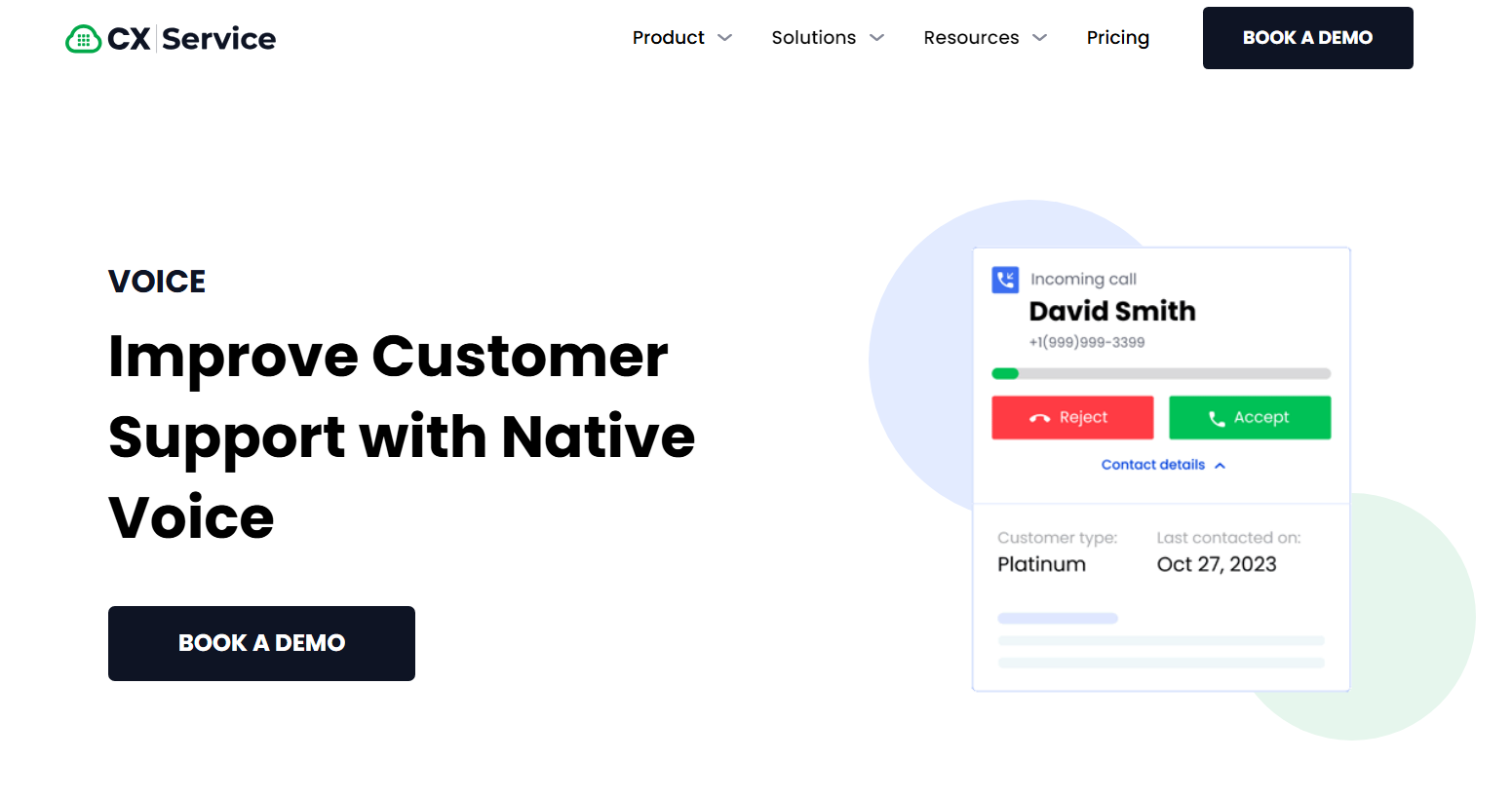 Image showing an incoming call interface with options to accept or reject, integrated with customer details.