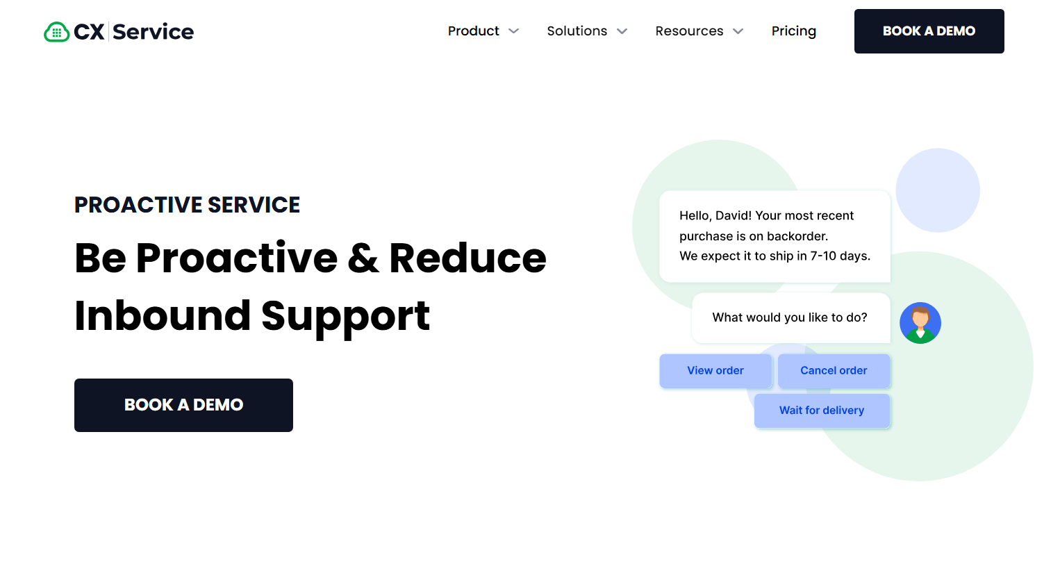 Customer service interface displaying proactive support options.