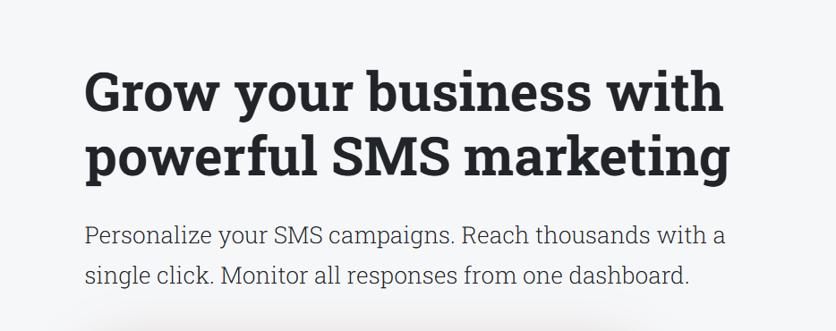 Screenshot of EngageBay’s homepage about SMS campaign interface for businesses.