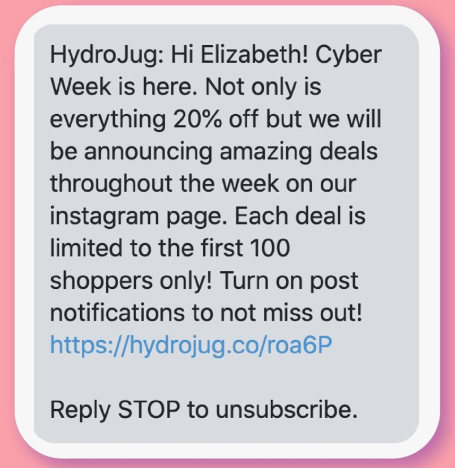 Image showing an SMS notification for a flash sale with time-sensitive offers.