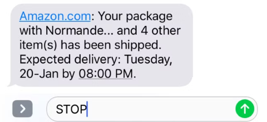 Image showing an SMS with delivery updates for a customer.