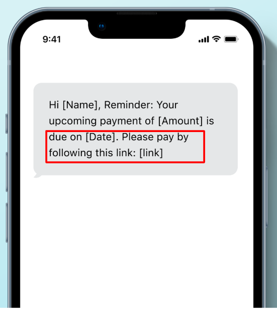Image showing a clear call to action in an SMS reminder.