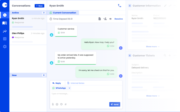  Image showing the dashboard of Plivo’s Unified Agent Desktop