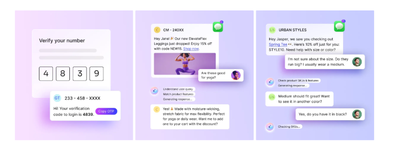 AI SMS chatbot sifting through features to answer product inquiries and personal recommendations