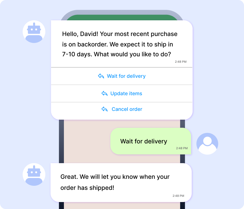 Example of Plivo’s self-service bot