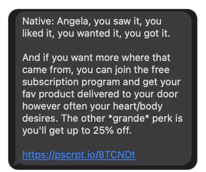 Promotional SMS from Native 